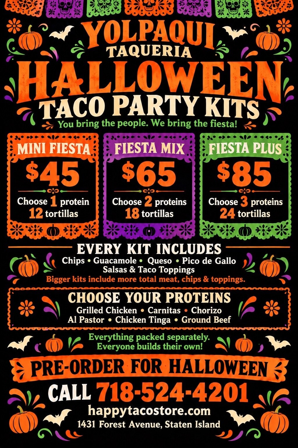 Yolpaqui Taqueria Halloween taco party kits and pre-order specials for 2026